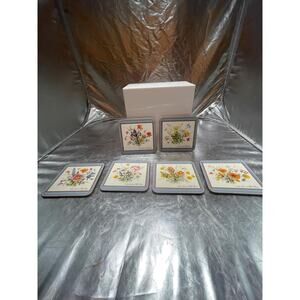 Pimpernel Square Coaster Set of 6 North America Wild Flowers England Cork